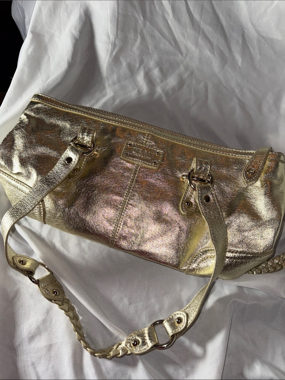 Gold Metallic The Sac Women’s Satchel Handbag - Picture 4 of 4